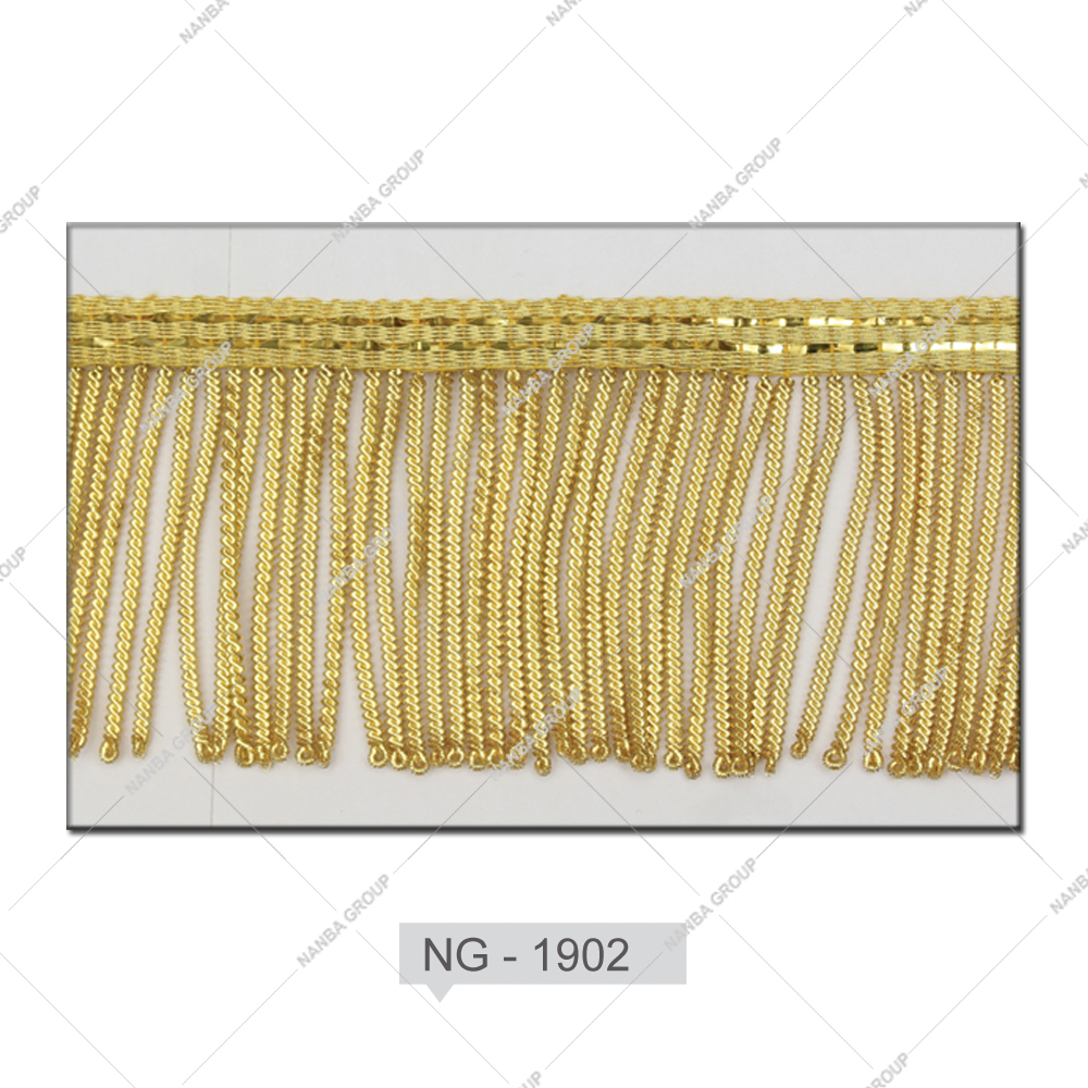 002 OEM Gold Bullion Wire Fringe Customized Plated Fringe Trimmings Top Quality - Image 1
