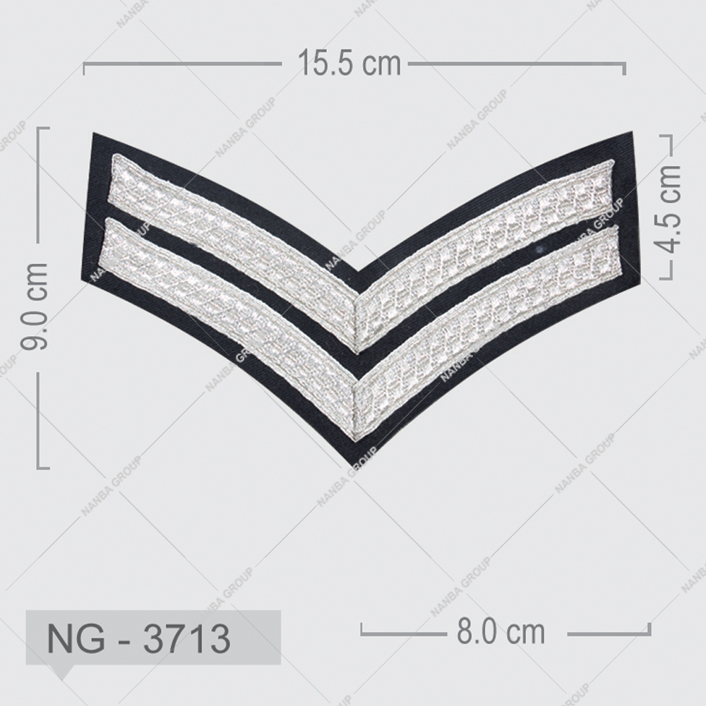 NG - 3713 Wholesale Price Low Embroidery Rank Chevron Patches Customized Hand Made OEM Service Uniform Chevrons NANBA GROUP Brand No Strap - Image 1