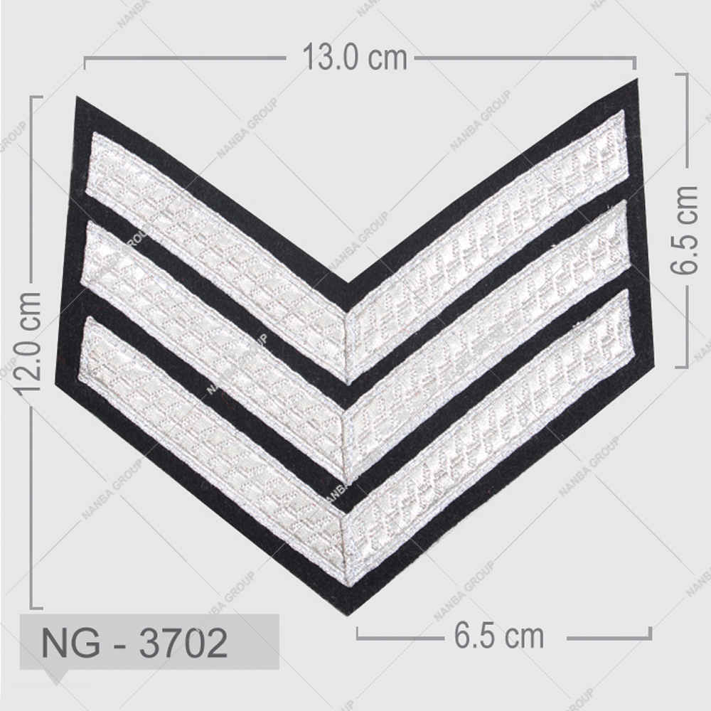 NG - 3702 Customizable Size Embroidered Security Shoulder Chevrons Safety-Pin Attached Uniform Sergeant Stripes - Image 1