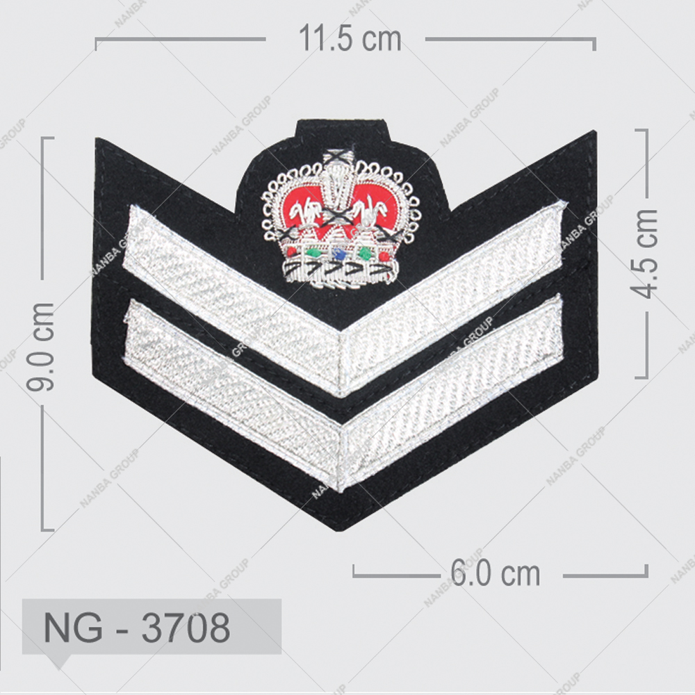 NG - 3708 NANBA GROUP Embroidery Rank Chevron Patches Satin Fabric No Strap Wholesale Rate Customized Hand Made OEM Service Uniform - Image 1