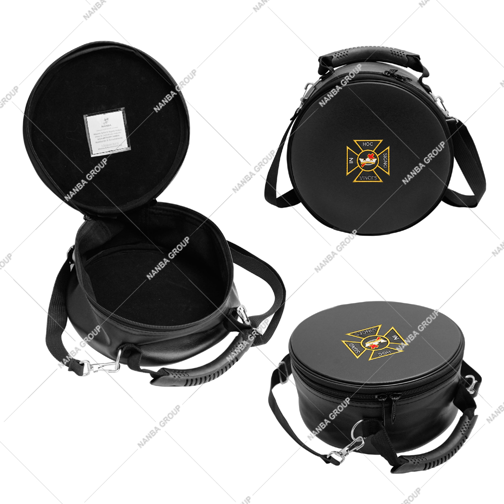 Photo-8 Knight Templar Crown Hat Case Leather Soft Carry Bag with Zipper Closure Lightweight Protection - Image 1