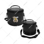 Masonic Shriner Fez Hat/Cap Case Black Leather, Hand Embroidery Rhinestones and Bullion Wire Black, Hand Embroidered Emblem