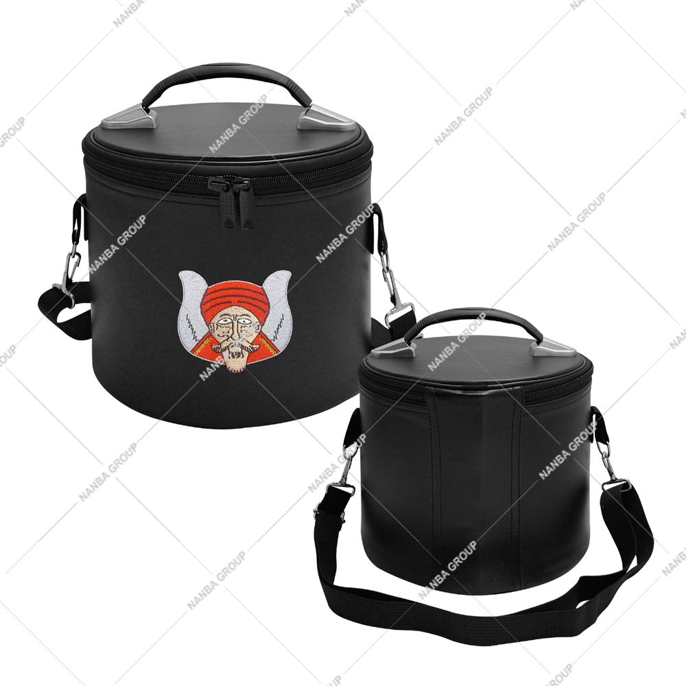 black single NANBA GROUP Machine Embroidery Grotto Fez Case Strap Imitation Leather Zipper Closure Eco-Friendly Light Weight Hat/Cap Storage - Image 1