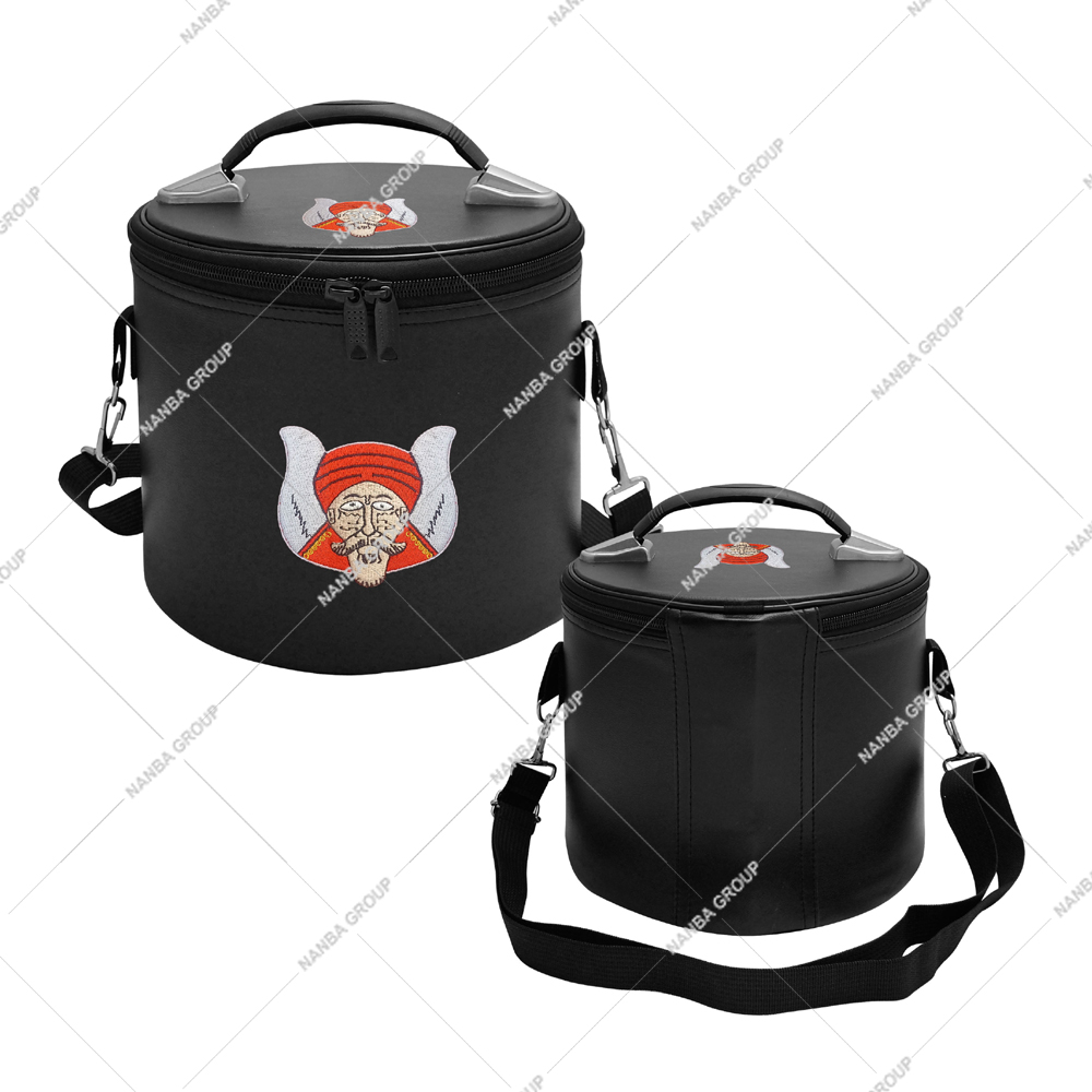 black Black Hand Embroidery Gruto Fez Case/Hat Box Imitation Leather Zipper Closure Soft Handle Eco-Friendly - Image 1