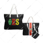 OES Tote Black Bag Codura & Poly-Vinyl Waterproof Shoulder Bag Zipper Closure Matching Wallet | Eco-Friendly Unisex Design