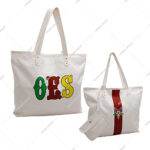 OES White Tote Bag Codura Poly-Vinyl Shoulder Bag Zipper Matching Wallet | Waterproof Material OES Emblem Design | Unisex
