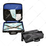MM Soft Case - Imitation Leather Masonic Apron Carrying Case Lightweight Soft Black Royal Arch Emblem White Embroidery