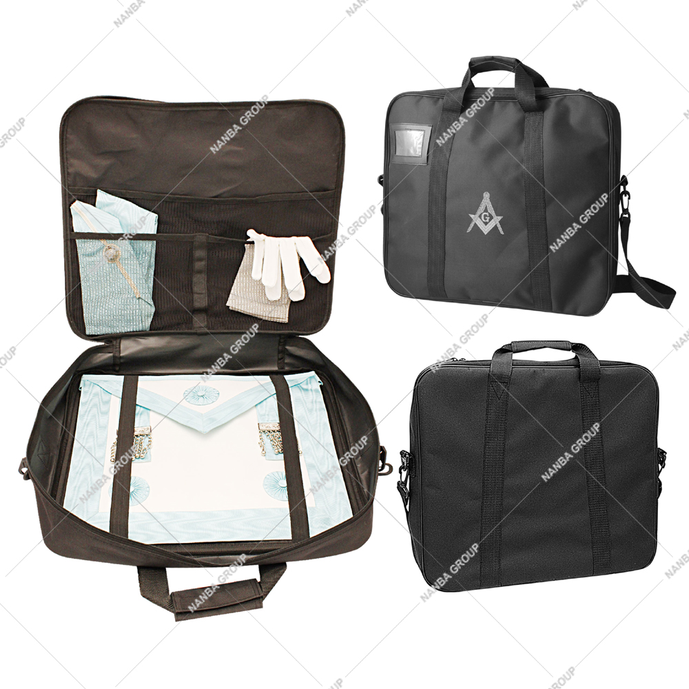 Phot-07 Masonic Apron Waterproof Handbag Carrying Case Lightweight Eco-friendly Soft Black Polyester Cordura Regalia Machine Embroidery - Image 1