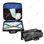 MM Soft Case - Cordura Masonic Apron Carrying Soft Case with (G) Square Compass Emblem Gold Embroidery Lightweight Soft Black