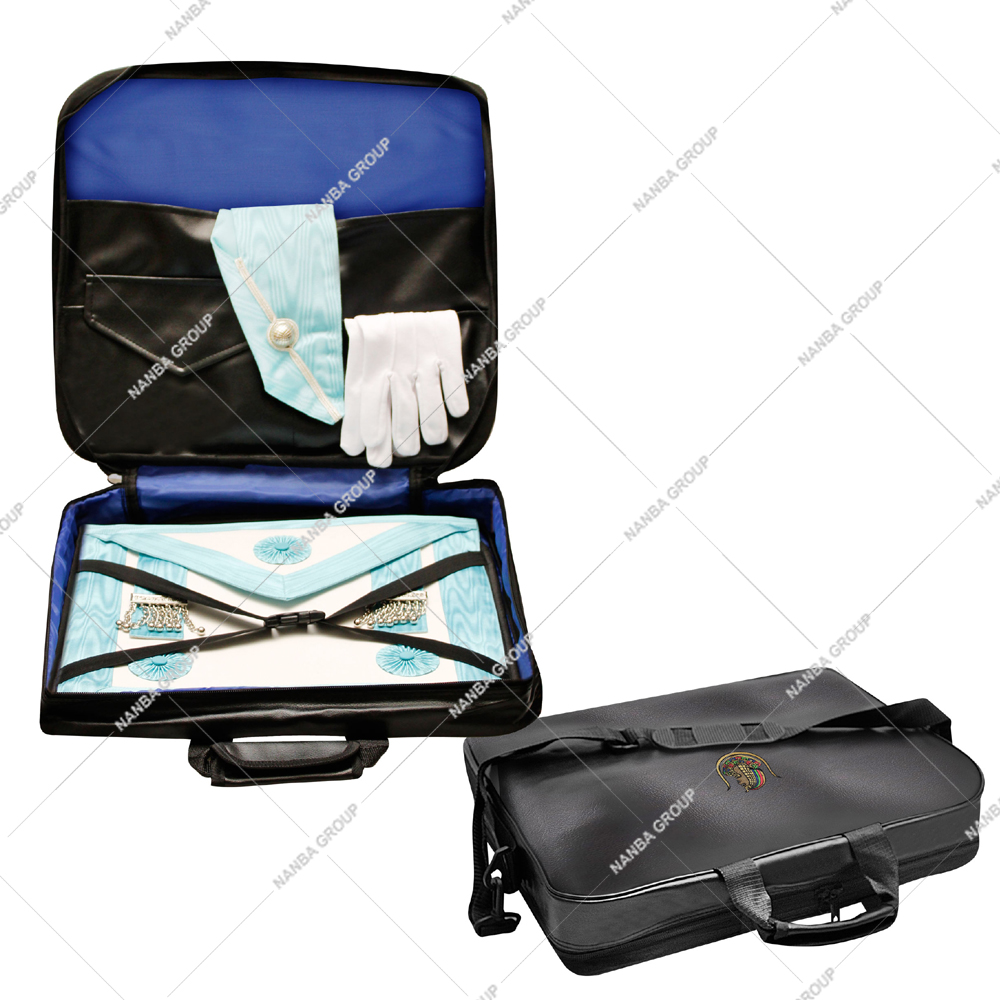 Photo-07 MM Luxury Lightweight Corduroy Soft Case with Emblem Daughter Isis Embroidery Masonic Apron Carrying Shoulder Bag Regalia Case - Image 1