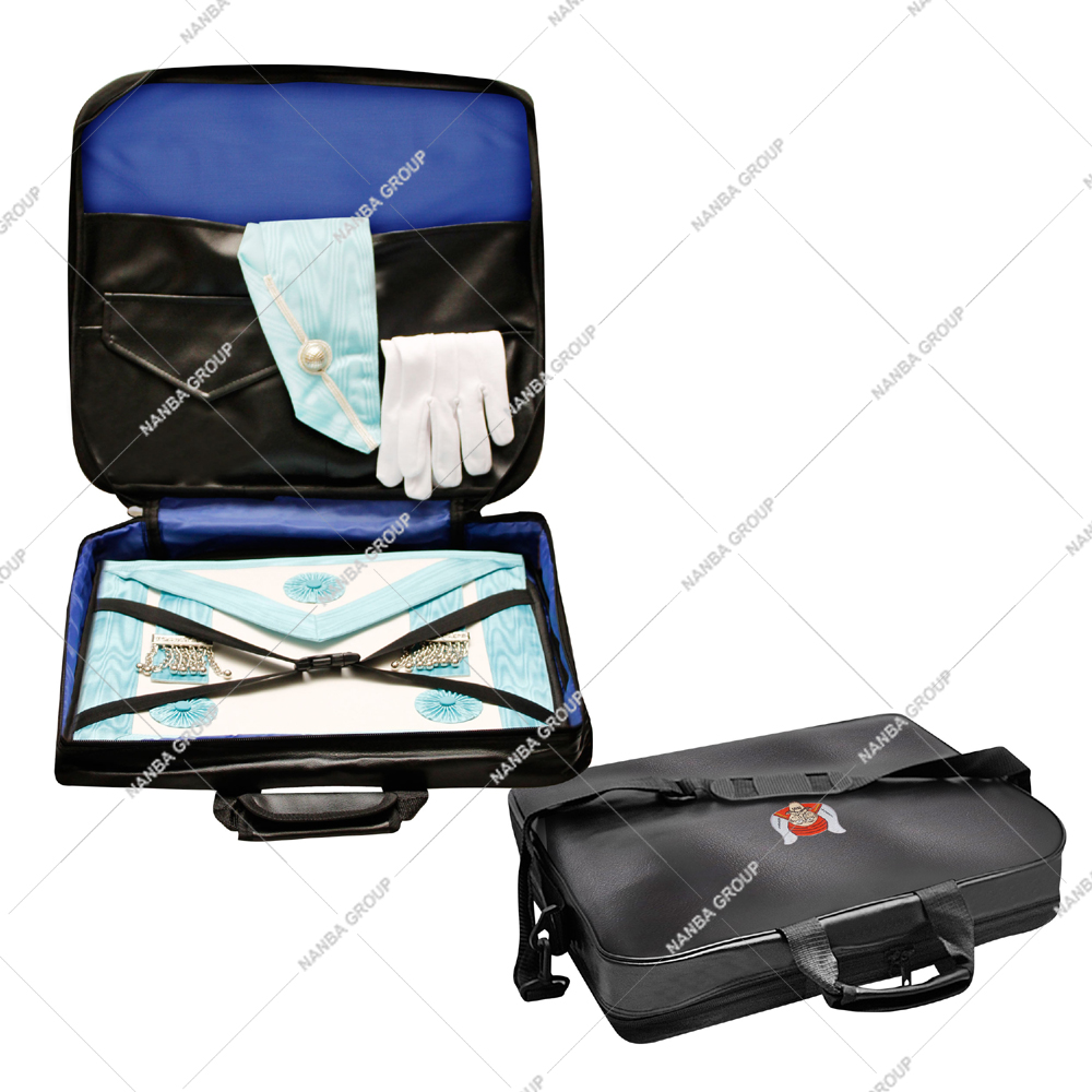 Photo-07 MM Soft Case - Imitation Leather Emblem Grotto Embroidery Masonic Apron Carrying Shoulder Bag Soft Regalia Case - Image 1