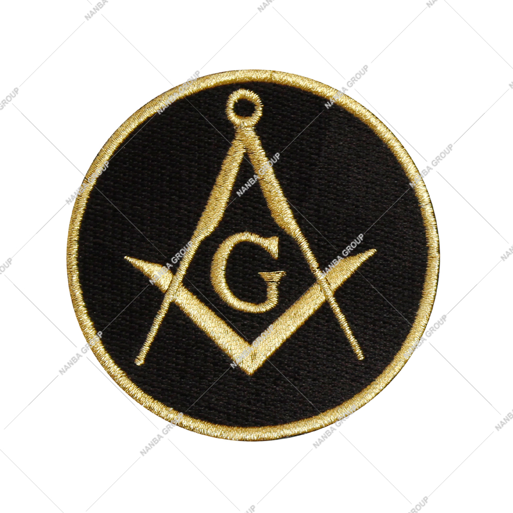 Photo-07 Masonic Black & Gold embroidered patch Square and Compasses Freemason | Custom Clothes Embroidery Patch Clothes Decoration - Image 1