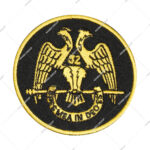 Scottish Rite 32nd Degree Masonic Emblem Patch Gold Double-Headed Eagle On a Black Background with Wings Down