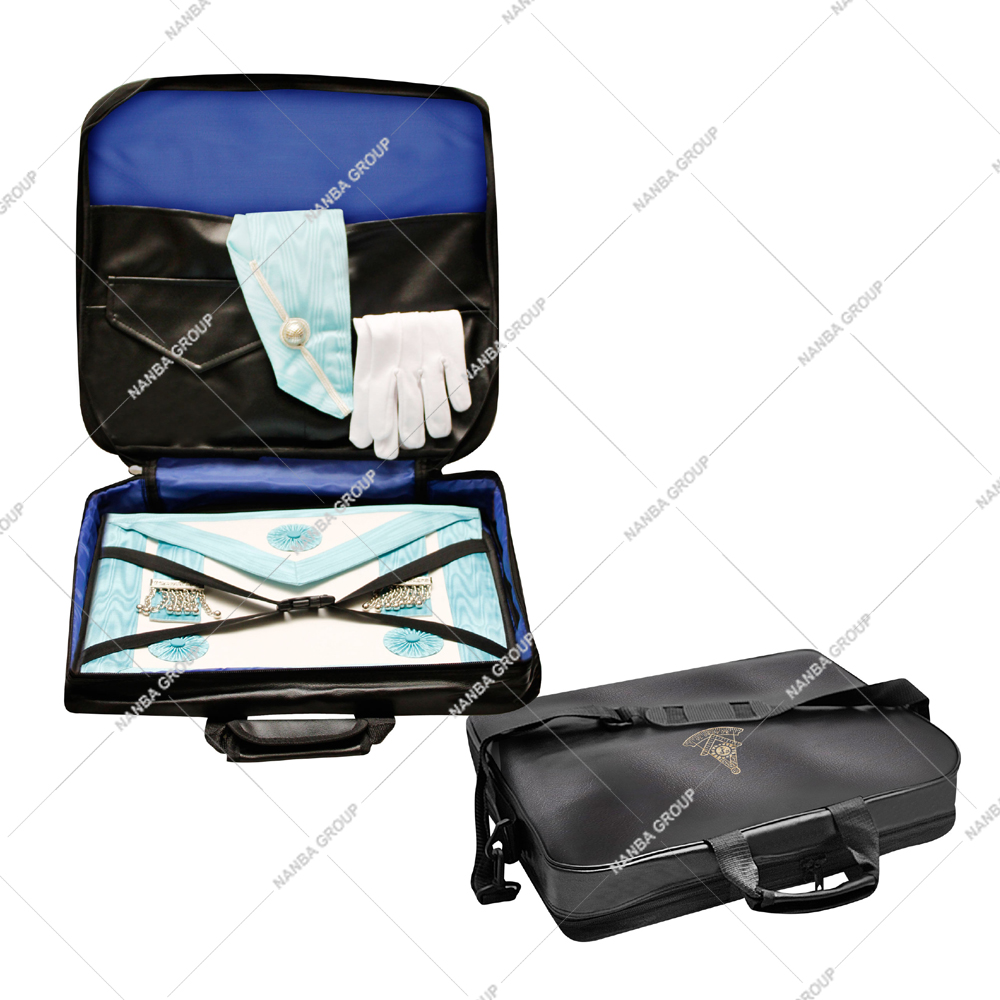 Photo-07 MM Soft Case - Imitation Leather Masonic Apron Carrying Case - Lightweight Soft Black - Masonic Regalia - Image 1