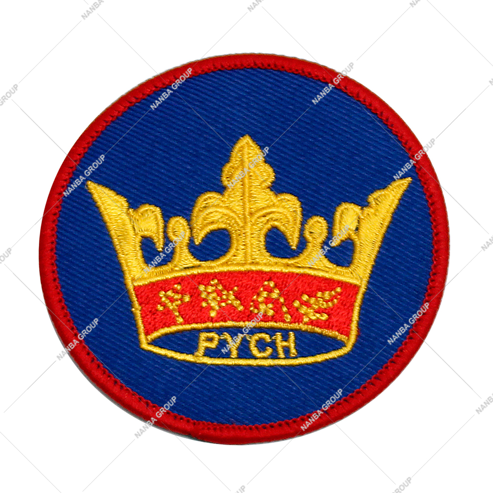 Photo-07 Embroidered Patch Gold Crown on Blue Background WIth "PYCH" Embroidered - Image 1