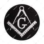 Masonic Square & Compass Symbol with Letter G White Embroidery Black Background