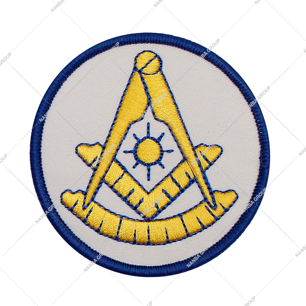 Photo-07 Masonic Past Master Embroidered Patch, Featuring White Background and 3-Inch Diameter. - Image 1