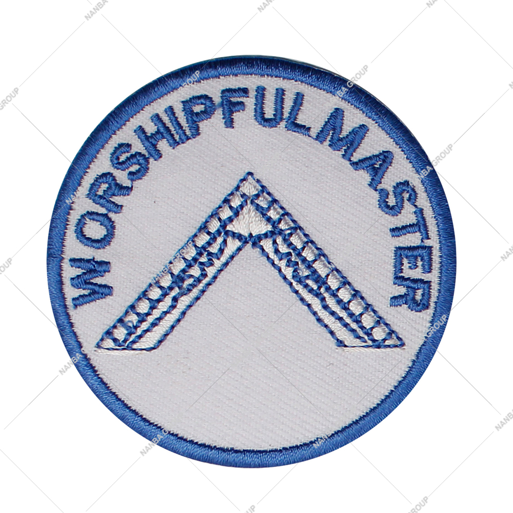 Photo-07 Worshipful Master Masonic lodge Round Embroidered Patches Custom Bullion-Style Embroidered Patches. - Image 1