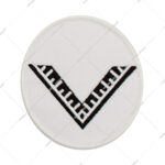 Embroidered Iron-On Canvas Circular Clothing Patch with Black Chevron Geometric Design on White Background for Gifts
