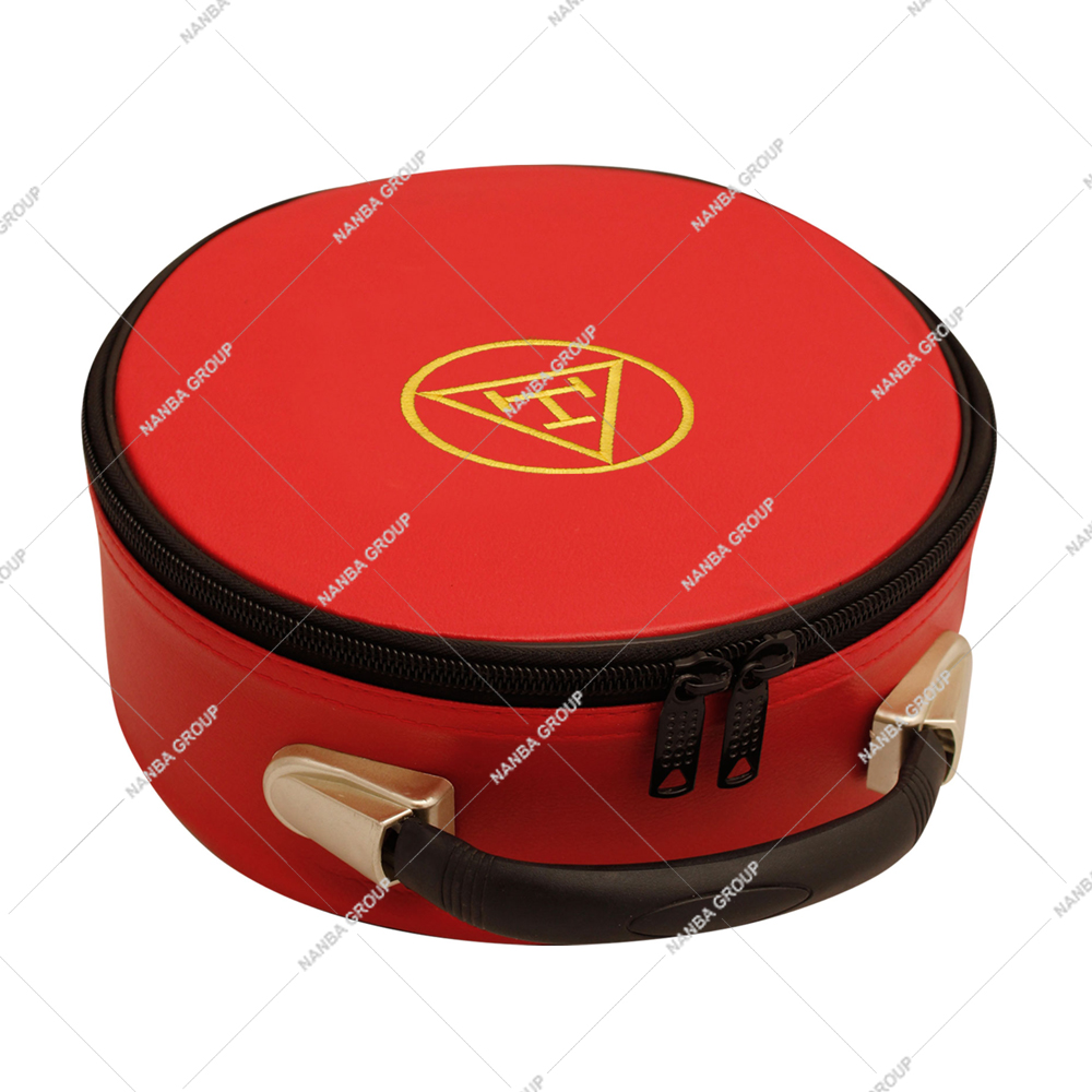 Photo-06 Red Imitation Leather Case Designed for Storing Masonic Royal Arch Crown Caps - Image 1