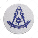 Masonic Past Master Embroidered Emblem Patch Iron-On Canvas Blue Embroidery on White Background for Hats & Apparel