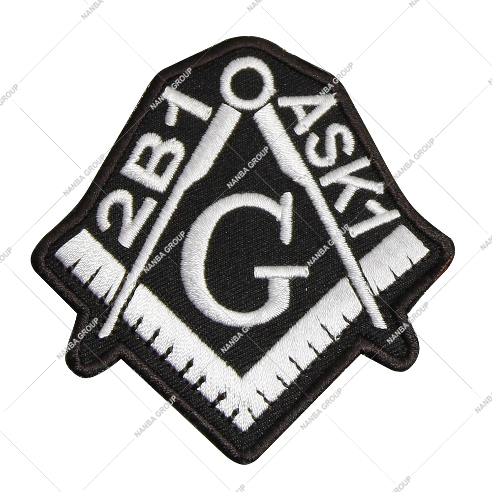 Photo-07 2B1 ASK1 Freemason Symbol Embroidered Patch, Typically Designed for Iron-on or Sew-on Application on Jackets or Vests. - Image 1
