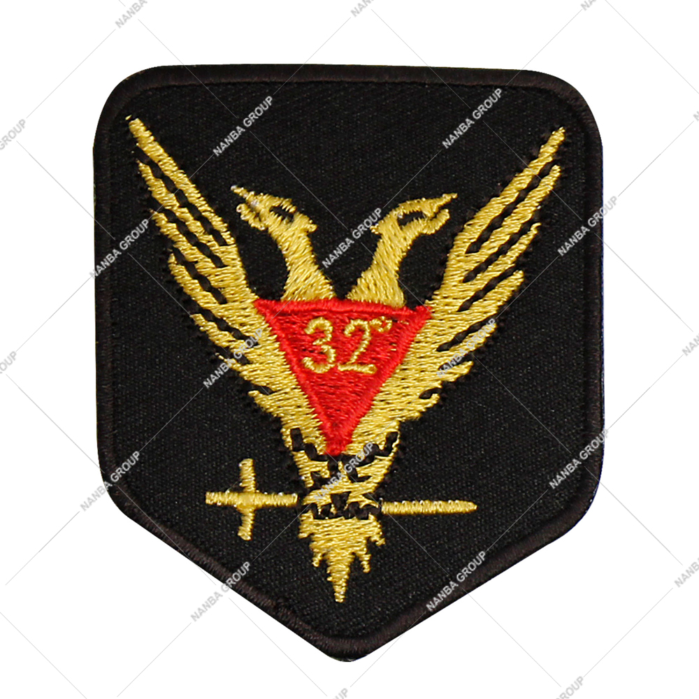 Photo-07 Scottish Rite 32nd Degree Masonic Iron-On Embroidery Patch Featuring a Double-Headed Eagle Wings Symbolizing for Cloth Gifts - Image 1