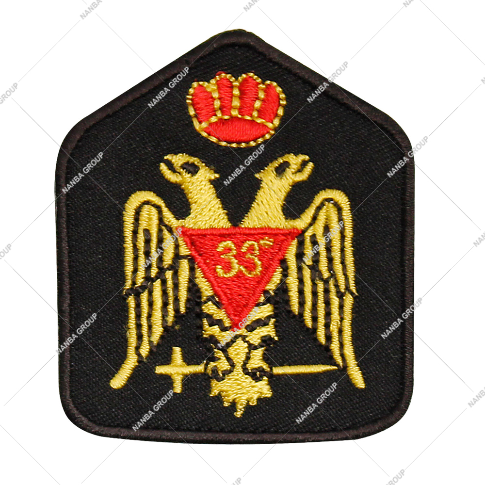 Photo-07 Scottish Rite 33rd Degree Mason Embroidered Patch Featuring Double-Headed Eagle Crown. - Image 1
