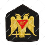 Masonic 32nd Degree Gold patch Gold Embroidery Black Background Red Triangle Number "32"