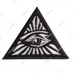 All Seeing Eye Triangle Embroidered Masonic Patch - Black & White 3'' Tall