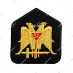Freemason 32nd Degree Scottish Rite Canvas Iron-on Embroidered Patch with Gold Double-Headed Eagle Wings Down for Gifts