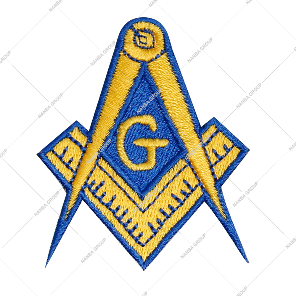 Photo-07 Masonic Iron-On Embroidered Patch Featuring the Square and Compass Symbol for Hats Apparel Accessories - Image 1