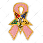 Embroidered Square Iron-On Patch Eastern Star (OES) Breast Cancer Awareness Ribbon Pink Ribbon Overlaid Star Hats Cloth Gifts