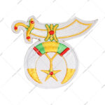 Shriner Emblem Iron-On Embroidered Patch with Classic Crescent Moon and Scimitar Design Canvas Fabric for Hats and Gifts