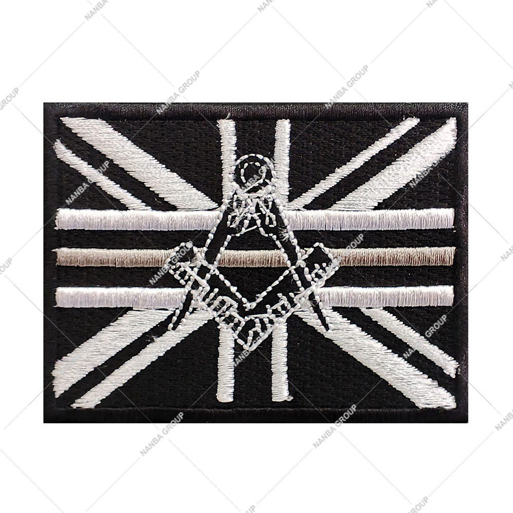 Photo-07 Masonic without G Thin Gray Line Embroidered Sew / Iron on Patch Badge - Image 1