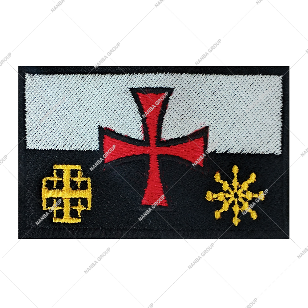 Photo-07 Templar Knight Crusader Iron-On Embroidered Square Canvas Flag Patch for Hats and Gifts Manufactured by Miltacusa - Image 1