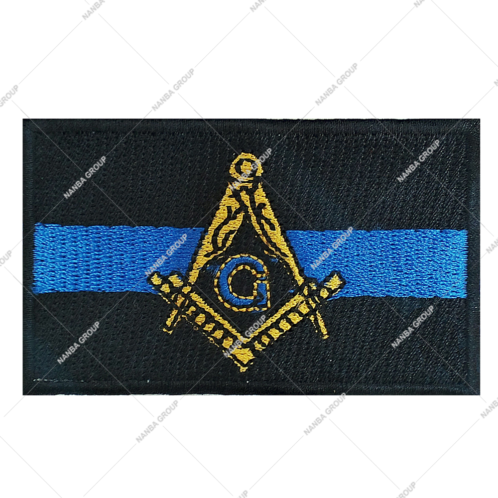 Photo-07 Blue Line Iron-On Canvas Square & Compass Embroidered Masonic Patch for Hats & Gifts - Image 1