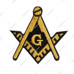 Embroidered Patch Features The Masonic Square And Compasses Emblem, Typically Iron-On For Apparel Or Accessories.