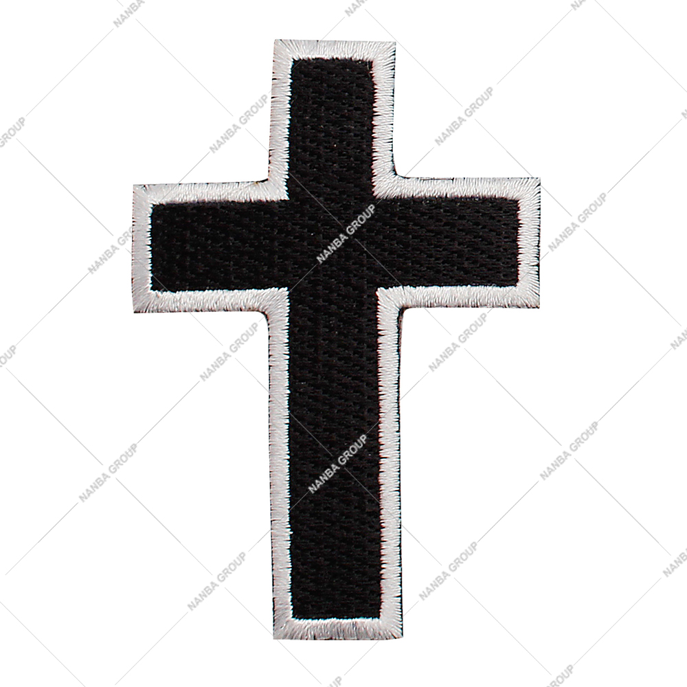 Photo-07 Black & White Cross Motorcycles Biker Embroidered Iron on Patch - Image 1