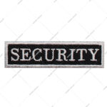 black and white embroidered security patch