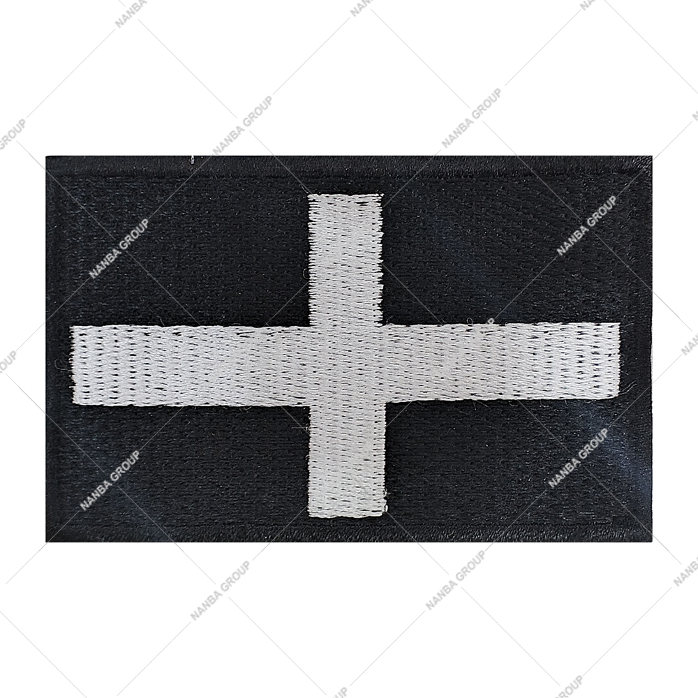 Photo-07 Christian flag patch featuring a white embroidered cross on a black background - Image 1