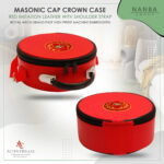 Past Grand High Priest Royal Arch Chapter Crown Cap Case - Red Leather - Image 3