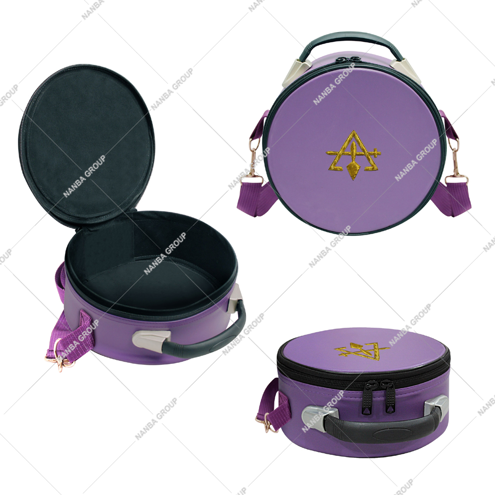 Photo-08 Masonic Regalia Council Crown Cap Case-Embroidered Gold Trowel With Strip - Image 1