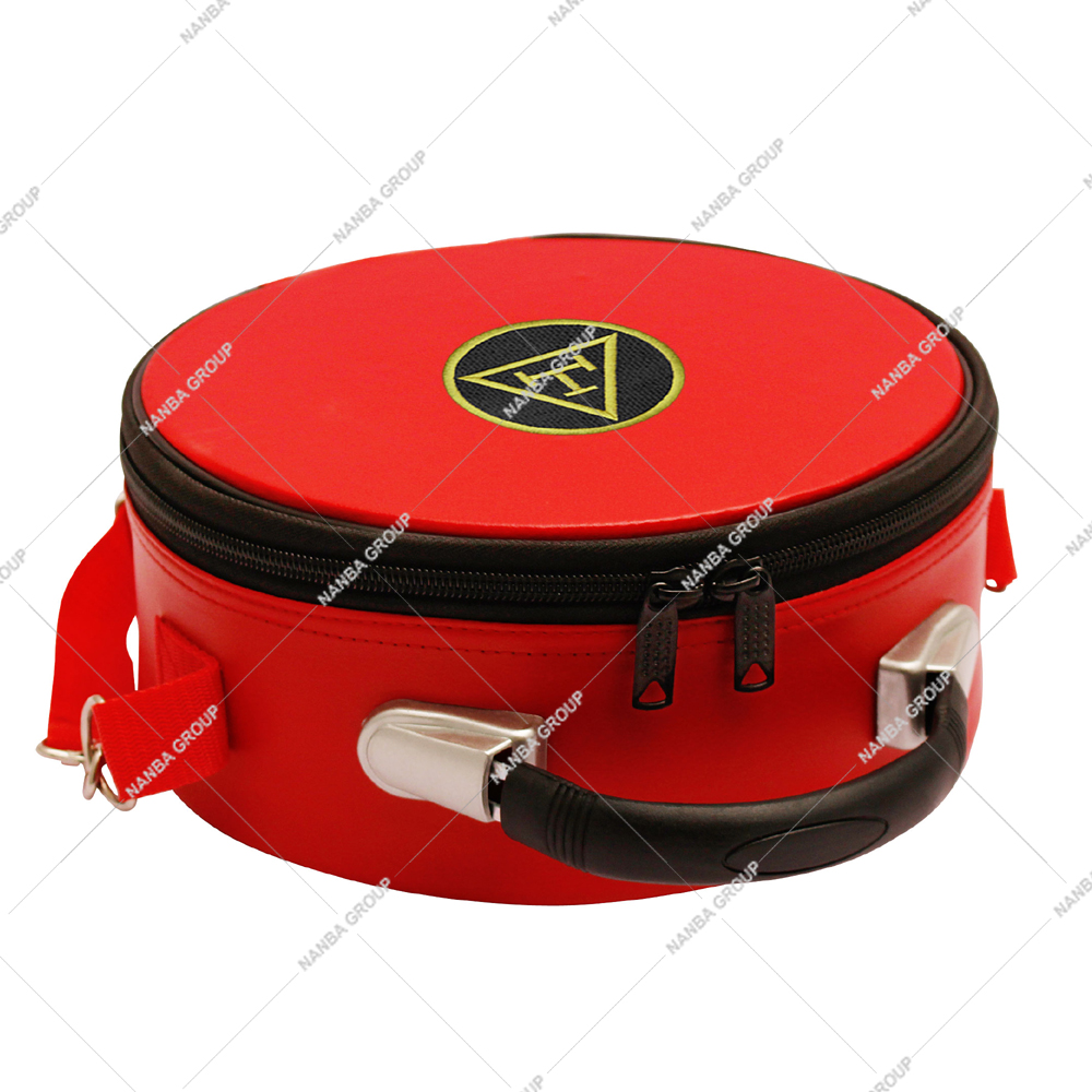Photo-08 Red Imitation Leather NANBA Group Royal Arch Chapter Crown Cap Case white Embroidered With Strip - Image 1