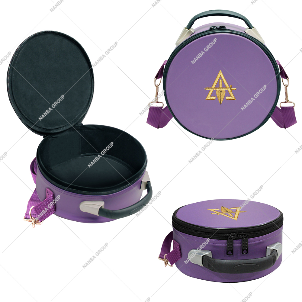 Photo-08 Masonic Regalia Council Crown Cap Case-Embroidered Gold Trowel - Image 1
