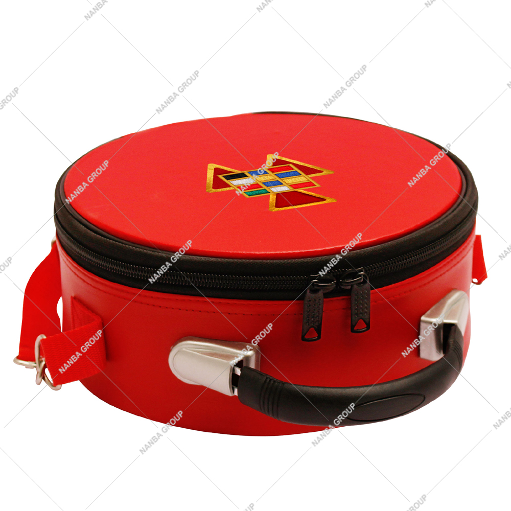 Photo-08 Masonic Royal Arch Past High Priest red imitation leather crown cap carrying case - Image 1