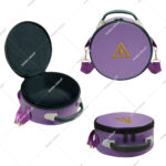 Purple Cryptic Mason Royal & Select Master Cap Cases Featuring Gold Embroidered Emblems With Strip