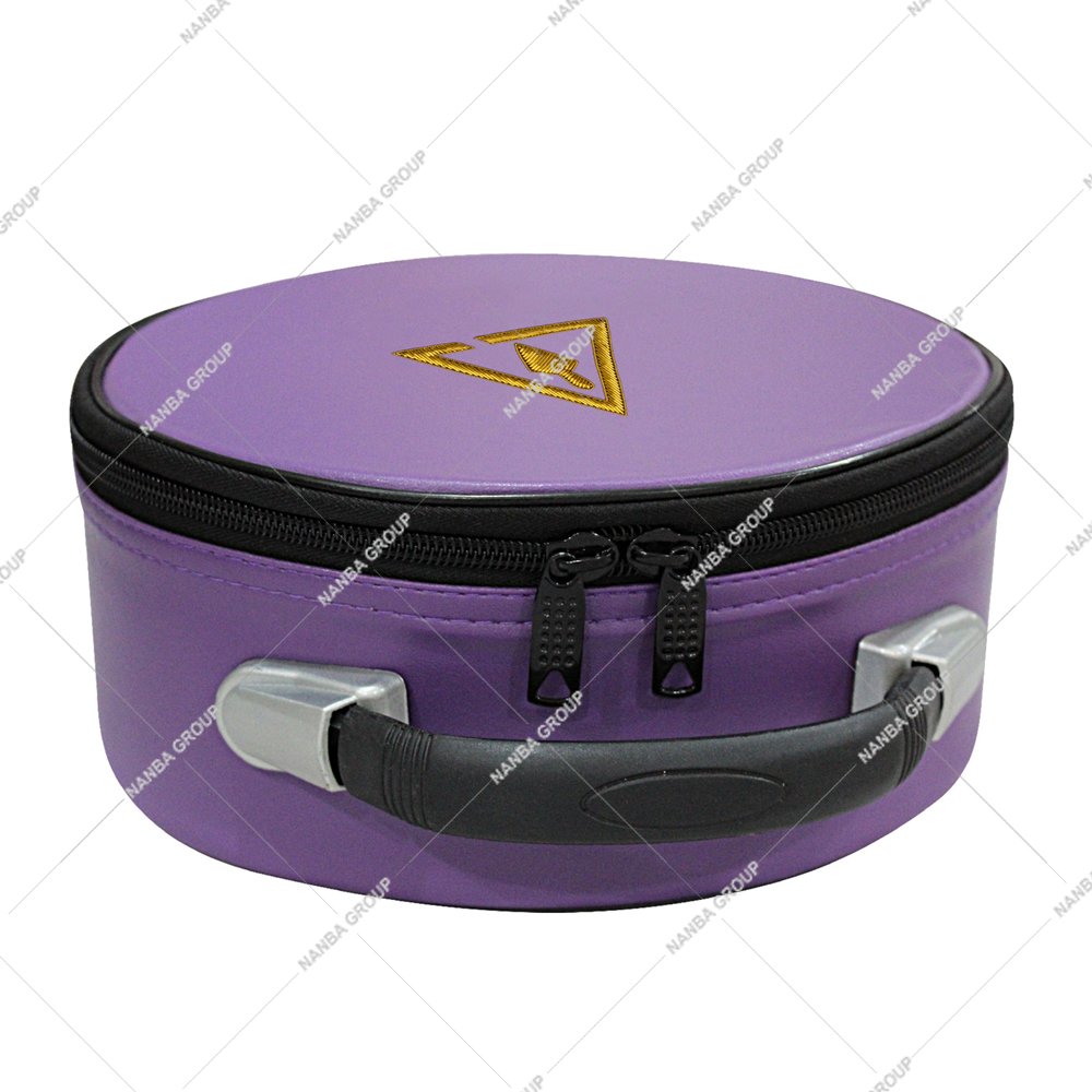 Photo-06 Council Crown Leather Masonic Cap Case Purple Trowel Low MOQ OEM Service Durable Hand Embroidery Customizable - Image 1