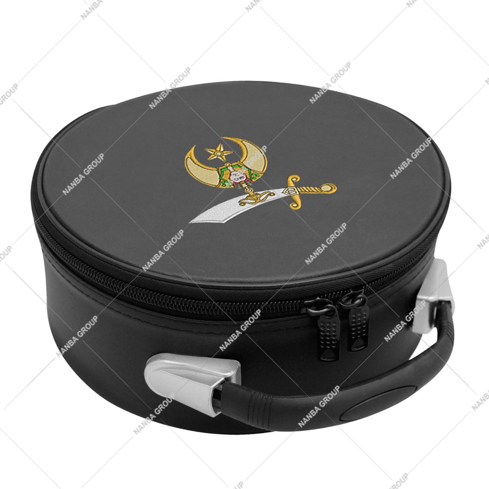 Photo-06 Black Shriners Machine Embroidery Freemason Masonic Cap Case Without Strap Zipper Closure Lightweight Excellent Protection - Image 1