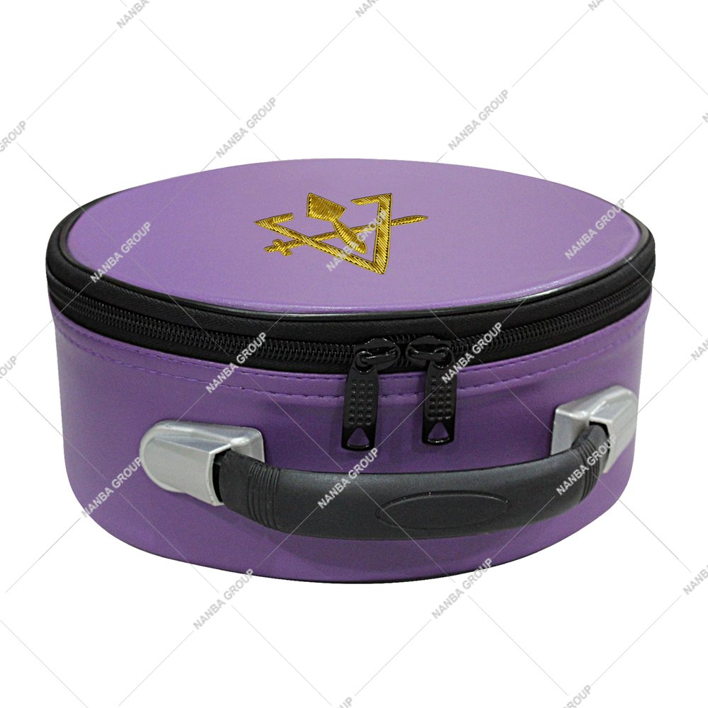 Photo-06 Masonic Cryptic Masons Royal & Select Crown Cap Case Purple Embroidered (R&SM Emblem) - Freemason Hat Carrying box - Image 1